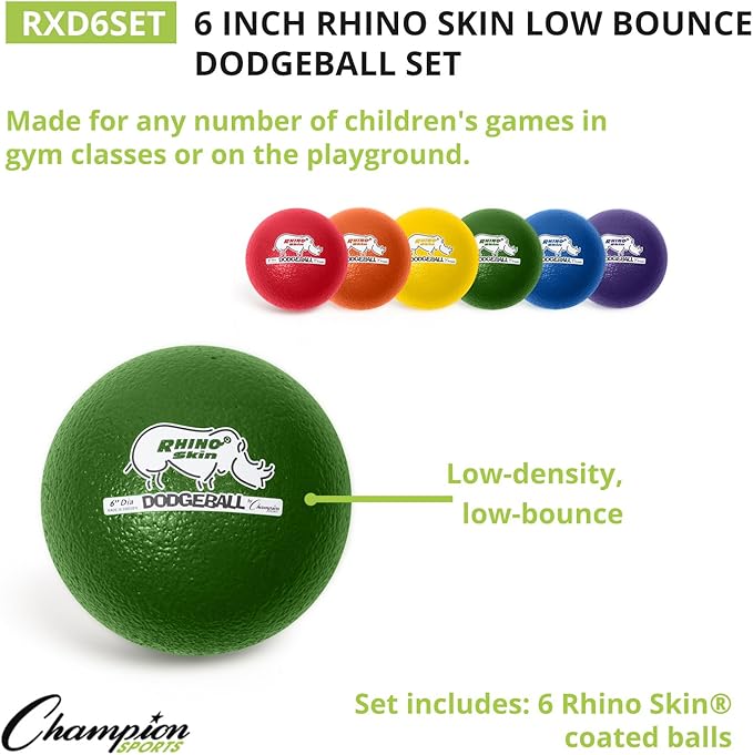 Champion Sports® Rhino Skin® Low Bounce Dodgeball Sets & Singles for Playground, PE, Backyard & League Games – Team Sports Equipment for Youth & Adults