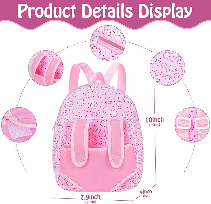 UZIDBTO 12 Inch Baby Dolls with Backpack Carrier Can Store Doll Clothes and Accessories,12" Reborn Baby Doll Set in Gift Box with Feeding Bottle Nipple Diaper for Kids Toddler Age 3+