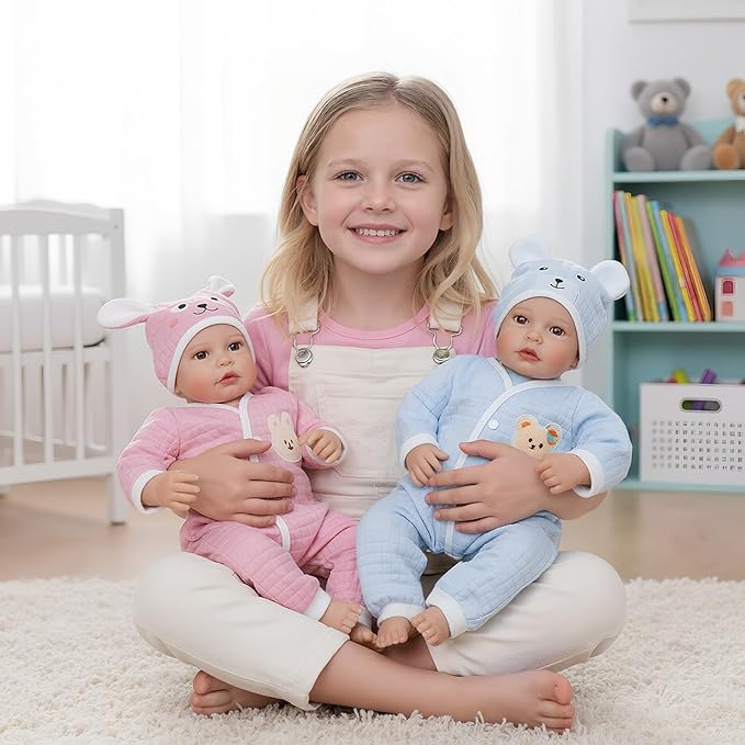 Babeside 4 Pcs Reborn Baby Doll Clothes Set – Soft & Washable Doll Clothes for 17-22 Inch Dolls, Perfect Reborn Babydoll Accessories for Kids, Gift-Ready Outfit Set