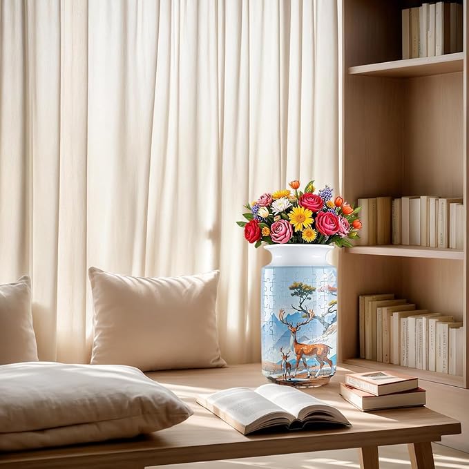 3D Puzzle Vase, 162 Curved Pieces DIY Flower Vase Craft Kit & 3D Puzzles for Adults, Creative Jigsaw Art Project Home Décor Centerpiece, (D-Blue Blossom)