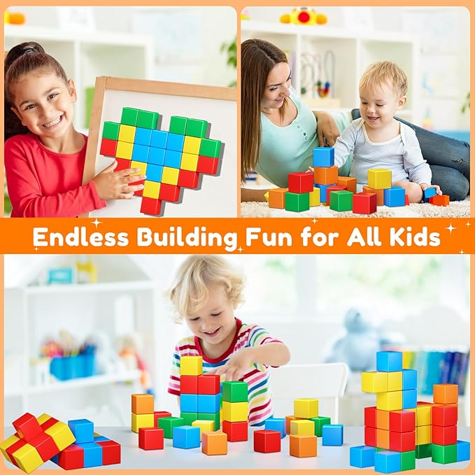Magnetic Blocks for Kids Ages 3-5 4-8 Magnetic Building Blocks for Toddlers Magnet Cubes Sensory Creative Learning Toys Gift for Kids 3 4 5 6 7+Year Old Boys Girls Birthday