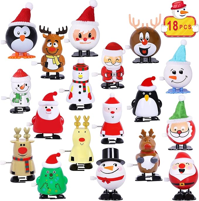 Max Fun 18pcs Christmas Stocking Stuffers Wind Up Toys Assortment for Party Favors & Goody Bag Fillers