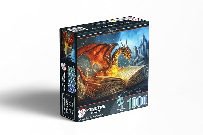 1000 Piece Jigsaw Puzzle for Adults - Mythical Dragon Springs Out of The Pages of a Book - Challenging Puzzle - Fantasy Dragon with Castle - 1000 Piece Puzzle for Adults. 20x27 inches
