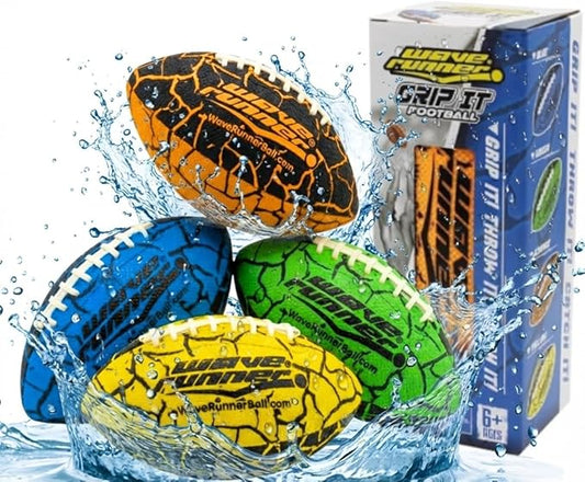 Wave Runner Grip It, Size 9.25in - Water Football, Beach Toys, Kids Outdoor Games for Summer | Pool Toys Football - Special Grip Pattern, Double Laced, Lightweight, All Weather Fun Water Toy