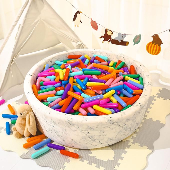 STARBOLO Ball Pit Balls for Toddlers - Pack of 500 Balls 5.12inches Long Balls Crush Proof Plastic Toy Balls for Toddlers Ball Pits, Ball Pit Play Tent, Baby Pool Water Toys(Rainbow 10 Colors)