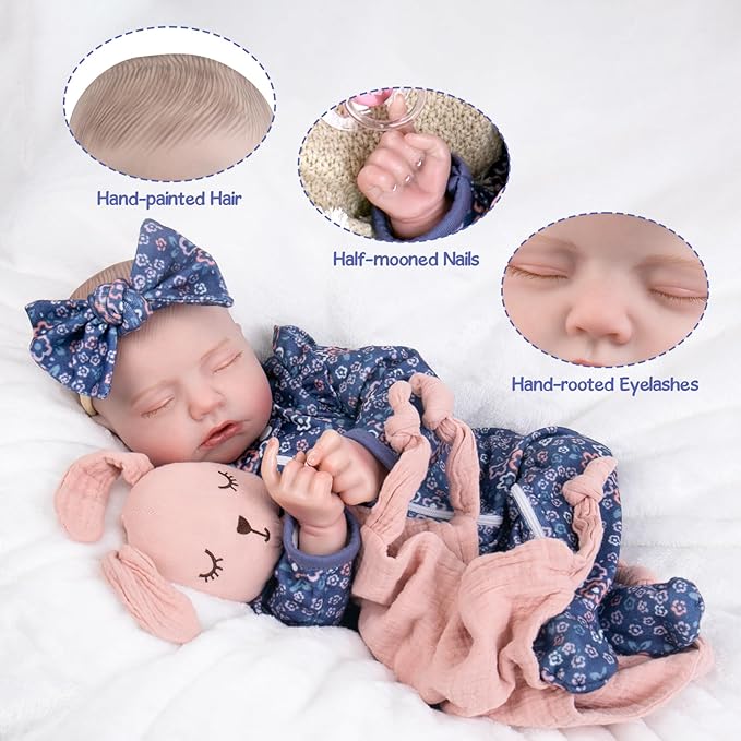 Aori 20 Inch Weighted Reborn Baby Doll - Hyper Realistic Lifelike Newborn Girl with Outfit, Collectible Soft Body Baby Doll for Girls Age 3 for Christmas/Birthday