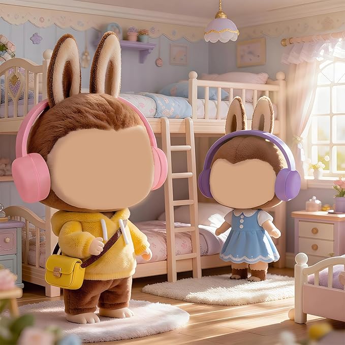 Olyre Doll Headphones for Dolls, Fits 17cm(6.69") Height Trendy Dolls or 1/6 BJDs, Miniature Headset Costume/Clothing Accessory (Doll Not Included) (Red)