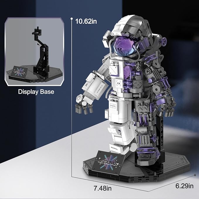 Finger Rock Space Astronaut Building Set for Adults, Semi-Mechanical Astronaut Action Model with Display Stand for Office Home Decorations, Spaceman Toys Gifts for Teens 14+