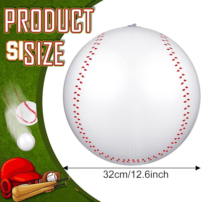 Bencailor 6 Pack Inflatable Baseball 12. 6" Blow up Beach Ball Large Sport Pool Ball with Pump Swimming Pool Party Favor for Kids Boys Girls Adults Teens Gift Summer Outdoor Game Decorations(6 Pack)