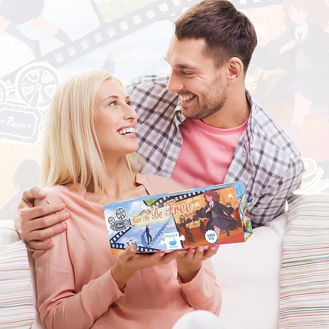 MOMIBOOK 1000 Piece Puzzle for Adults Jigsaw Puzzles of Rushing Towards Freedom, Touch Film Painting Image Challenging Hard Impossible Puzzle Unique Funny Party Christmas Birthday Gifts