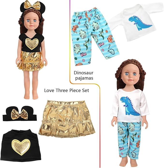 10 Sets of 18 Inch American Doll Clothes, Including 10 of Doll Clothing Dress Outfits for American Dolls, Birthday Gifts for Kids