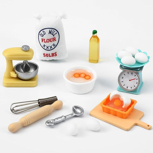 15PCS Miniature Dollhouse Kitchen Accessories,1 12 Scale Mini Stuff with Stand Mixer, Kitchen Scale, Flour, Rolling Pin and Others,Mini Dollhouse Accessories