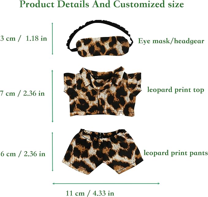 Pajamas for Labubu,Clothing for Big into Energy Labubu Series,3PCS Leopard Print Outfit Set for 17cm Doll,DIY Outfit Accessories Gift for Friend & Fans (Leopard Print)