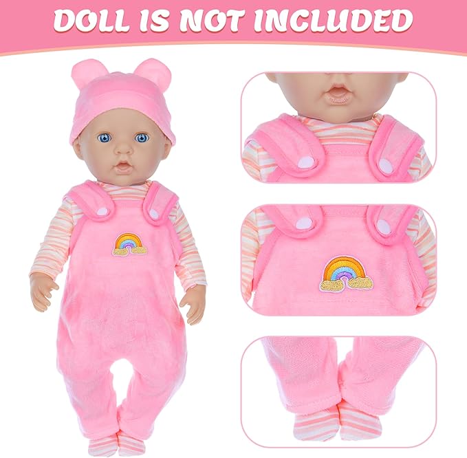 Baby Doll Clothes with Backpack Carrier for 14-18 Inch Doll,Reborn Baby Dolls Accessories Set with Bottles Pacifiers for Toddlers and Kids 2 3 4 5 Year Old（Dolls not Included）