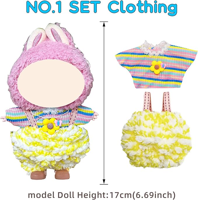 4 Pack—17cm Dolls Clothes,Premium Doll Outfit with Accessories,Doll Princess Skirt,Cute Clothes Outfit for 17cm Dolls,End Fashion Clothing Set(No Dolls and Shoes) (Set N)