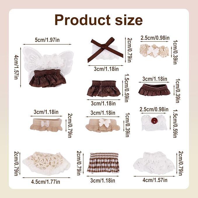 6 Sets Doll Clothes for 3 Inch/7.62cm Collectible Dolls Complete Doll Outfit Clothing Pack with Tops, Skirts & Toy Fashion Accessories Perfect for Collectors Display, Decoration & Girls' Creative Play