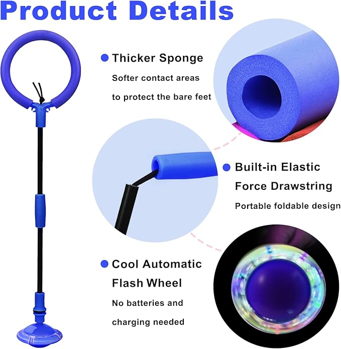 Skip Ball, Portable Foldable Colorful Flash Wheel Swing Ball, Kids Toys for Girls & Boys, Sports Fitness Toys for Kids & Adults. Gifts for Mom Women & Girls Toys Age 5-10 Years