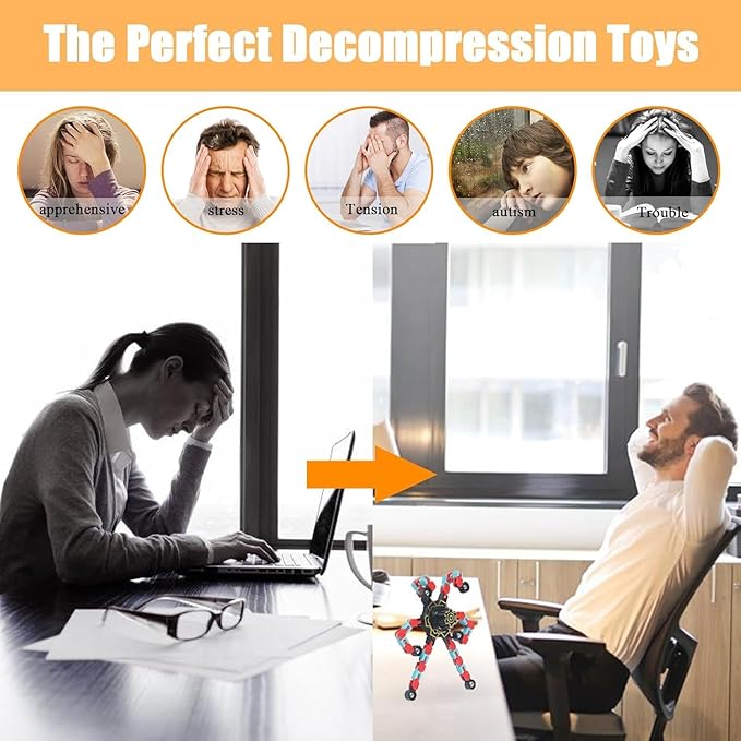 6Pcs Fingertip Gyro Toy Fidget Mechanical DIY Transformable Fidget Spinners Fidget Toys Robot Creative Chain Gyro Toy for Goodie Bag Stuffers Party Favors Gift Prizes Novely Anxiety Toys