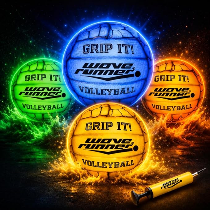 Wave Runner Waterproof Volleyball with Sure-Grip Technology - Beach & Pool Volley Ball for Kids, Teens, Adults | Outdoor Sports Gear for Day & Night Play