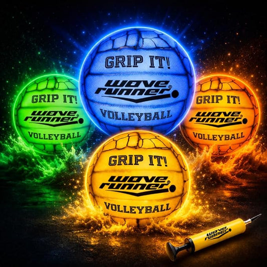 Wave Runner Waterproof Volleyball with Sure-Grip Technology - Beach & Pool Volley Ball for Kids, Teens, Adults | Outdoor Sports Gear for Day & Night Play