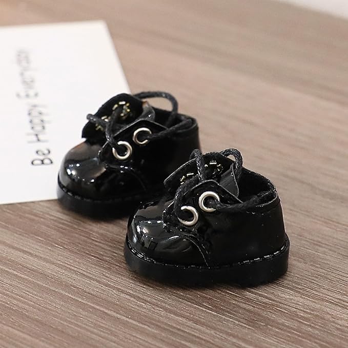 Premium Doll Shoes for Lububu, 15cm 17cm Dolls Accessories, Mini Leather Shoes Fashion Dress Up Doll Shoes Replacement (1, Oxford - Black)