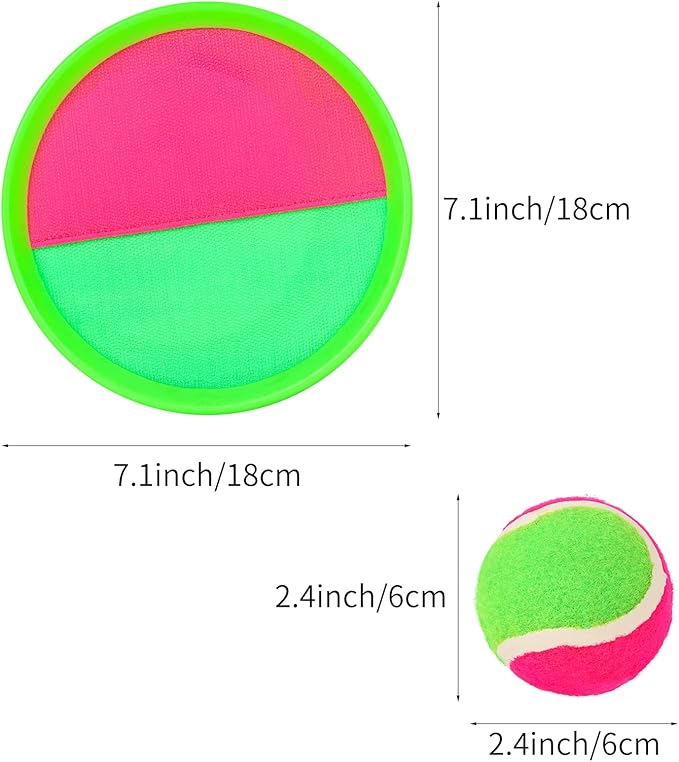 Hxezoc Toss and Catch Ball Set Catch Game Toys with 4 Paddles 6 Balls and 1 Storage Bag, Ball Sports Toys for Kids and Adults Family School Outdoor Games, Beach Playground Yard Games Supplies