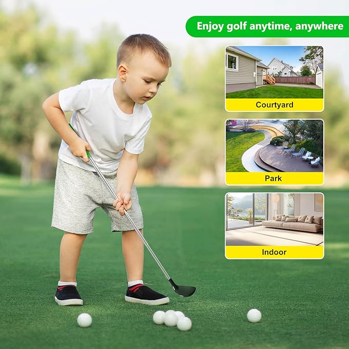 Kids Golf Clubs Set, Retractable Toy Golf Clubs for Toddlers,3 Clubs with Practice Balls, Putting Cups and Flag Poles,Mini Golf Set for Children Age 2 3 4 5 Years Old-Right Hand