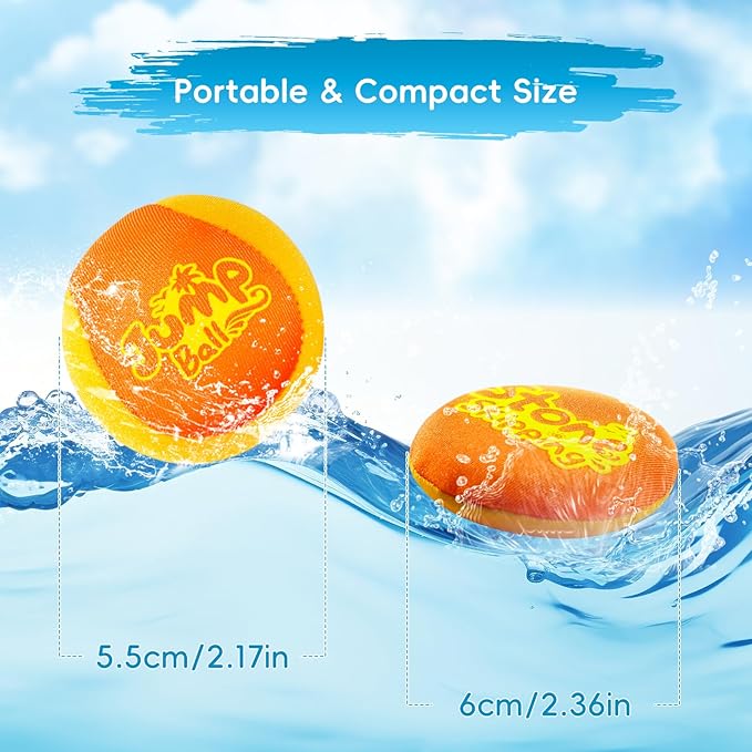 Water Stone Skipping Discs Set 4 Pack – Fun Pool Toys for Kids All Ages – Water Bouncing Skip Ball Toy for Boys & Girls – Best Games Gifts with Your Friends & Family at the Beach, Lake or Pool