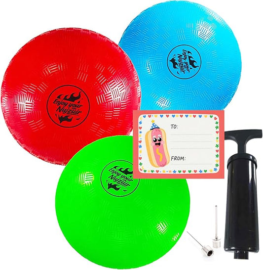 10 Inch Dodgeball Balls Playground Ball Kickball Handball for Kids for Indoor Outdoor Games Four Square Balls Rubber Bouncy Balls Includes Pump