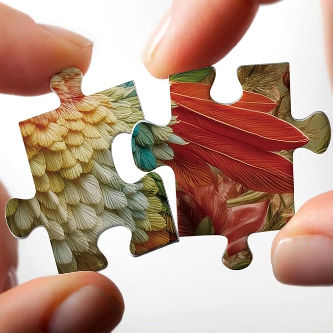 Colorful Hummingbird Flower Puzzles for Adults 1000 Pieces, Aesthetic Bird Wildflower Jigsaw Puzzle, Difficult Animal Art Puzzles