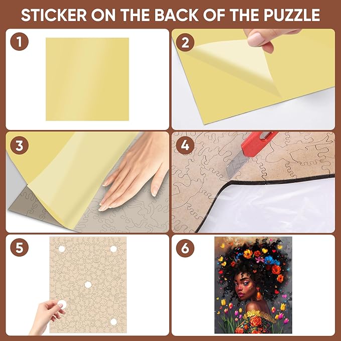 MYS A·U·R Beautiful African American Black Girl Wooden Puzzles for Adults, Afro Fashion Flora Girl Jigsaw Puzzles, Unique Shaped Flower Wood Puzzle 200 Pieces, 12 x 9.6in, Birthday Gifts Family Game