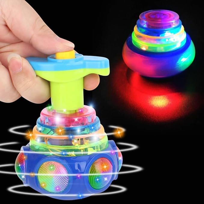 Light up Spin Top Toys, Funny Flashing Music Gyroscope Spinner Toy, Light up Spin Tops Toy for Kids Adults, Novelty LED Shining Music Gyro Spinner Toys, for Boys & Girls (Random Color)