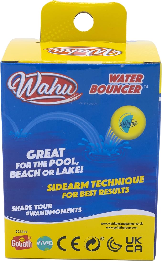 Wahu Water Bouncer 100% Waterproof Skipping Pool Ball Toy, 3.5" Bouncing Skip Ball for Pool and Beach, Skips Over 75' on Water, Teal