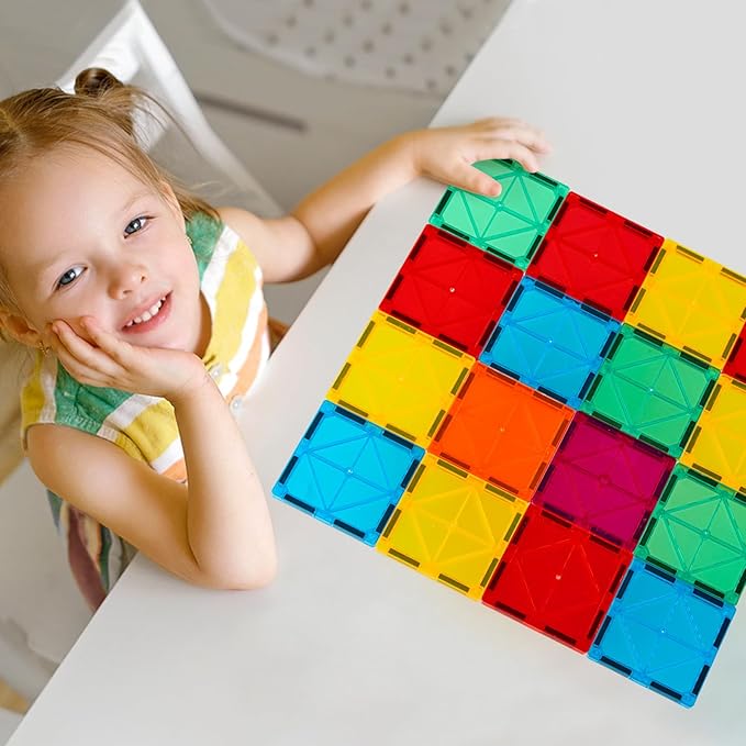 FNJO Magnetic Tiles, 52 PCS Magnet Building Set, Magnetic Building Blocks,Construction STEM Toys for Kids