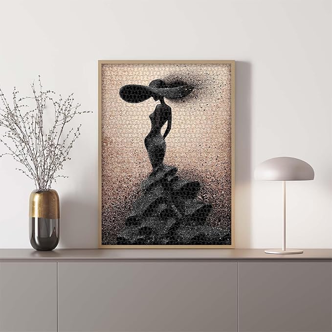 Impossible Puzzles for Adults 1000 Pieces, PICKFORU Black Women Aesthetic Art Puzzle, Beauty Elegant Lady Diamond Aesthetic Art Challenge Jigsaw Puzzle