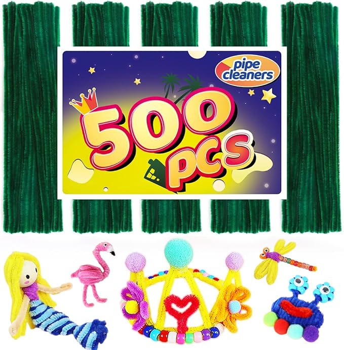 Dark Green Pipe Cleaners (500) - Arts & Crafts Supplies