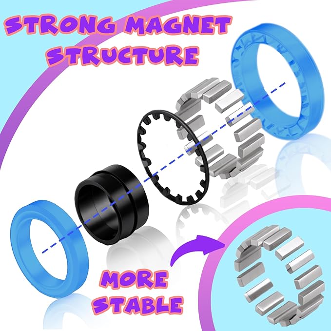 Cevioce Easter Basket Stuffers,12 PCS Magnetic Rings Fidget Toys Set for Adults Boys Teens,ADHD Anxiety Fidget Spinner Magnetic Ring Stress Relief Toy Kids Birthdays Gifts for 8 9 10 11 12+ Year Old