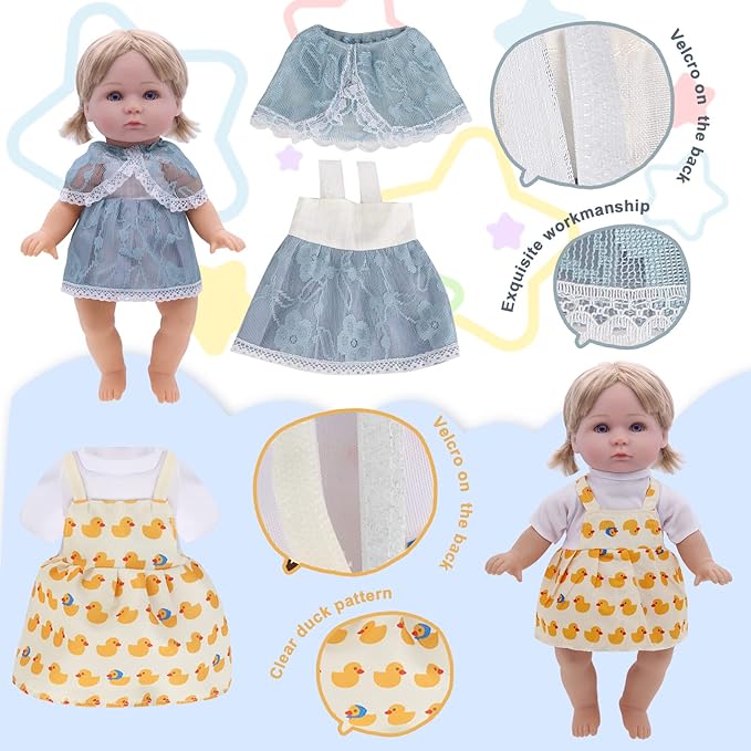 Alive Girl Doll Clothes - 12 Inch Dolls Clothes, 6 Different Dress Set Includes 4 Baby Dolls Dress 2 Jumpsuit, Princess Costume Dresses Decorative Accessories Fits All 12 inches Girls Doll, Girl Gift