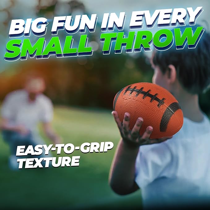 6-Inch Mini Footballs for Kids (Pack of 5) - Inflatable PVC Football Toys for Boys & Girls w/Hand Pump, Easy to Grip Small Sports Balls for Backyard, Recess, Party Favor, Indoor/Outdoor