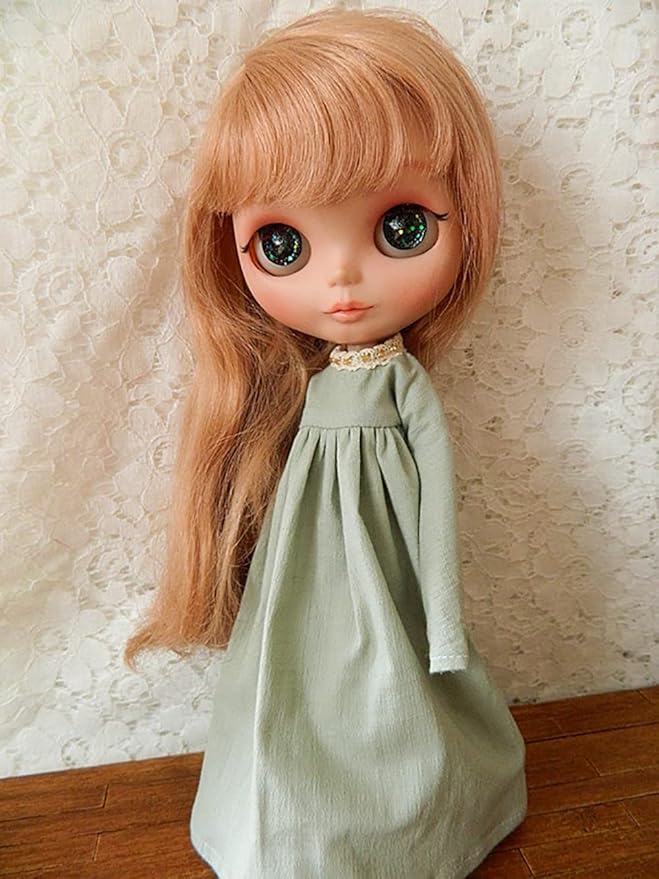Doll Clothing Extra Long Robe for Blyth,Ob24,Licca,Azone BJD Doll Clothes Toys Accessories Gifts (Light Green) (Only Clothes)