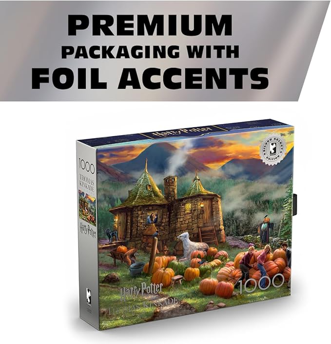Ceaco - Thomas Kinkade Harry Potter - Hagrid’s Hut - 1000 Piece Silver Select Jigsaw Puzzle - Challenging Puzzles for Adults – Precision-Cut Pieces, Beautiful Artwork, and Hours of Fun
