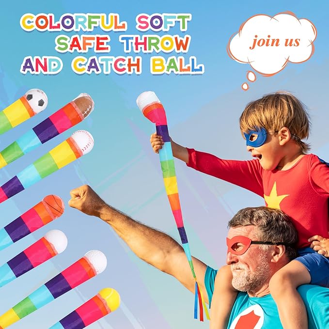 Leyndo 6 Pcs Throw and Catch Ball with Rainbow Tails, Sports Comet Balls Playground Toys Bulk Indoor Outdoor for Spring Kids School Sports Training Sensory Training, 23.6'' Long