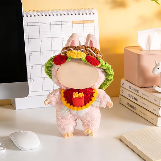 2PCS 17cm Doll Clothes for Outfit Set, Handmade Crochet, for 17cm Dolls, Hamburger Strawberry Theme, Great Gift Idea (Hamburger)