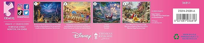 Ceaco - Thomas Kinkade Disney Princess 4 Pack 500 Piece Jigsaw Puzzles Multi Pack for Adults and Teens