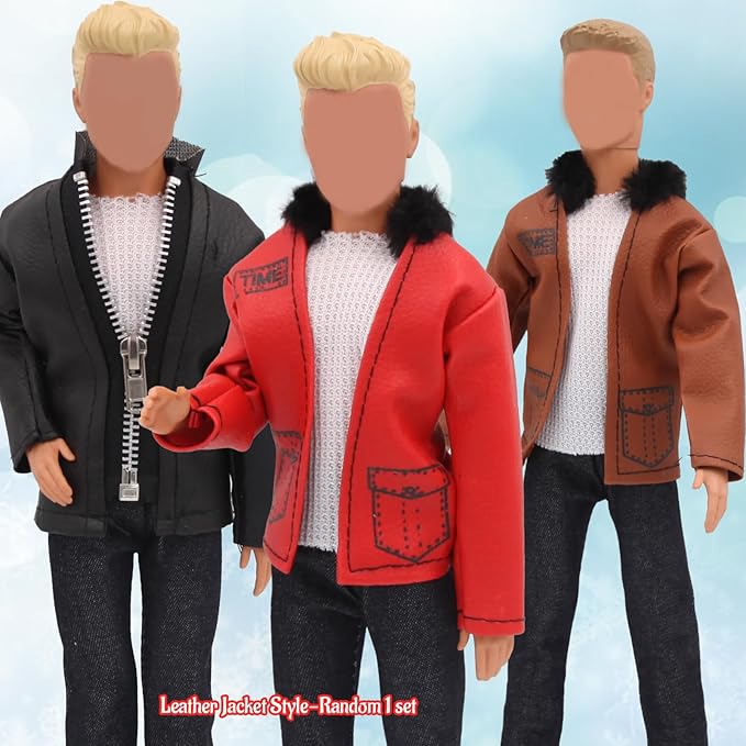 EuTengHao Doll Clothes for 12 Inch Boy Dolls with Jeans Leather Jackets Shorts Suits Sweatshirts T-Shirts Fashion Clothes for 12'' Boy Doll (6 Sets, Random Style)