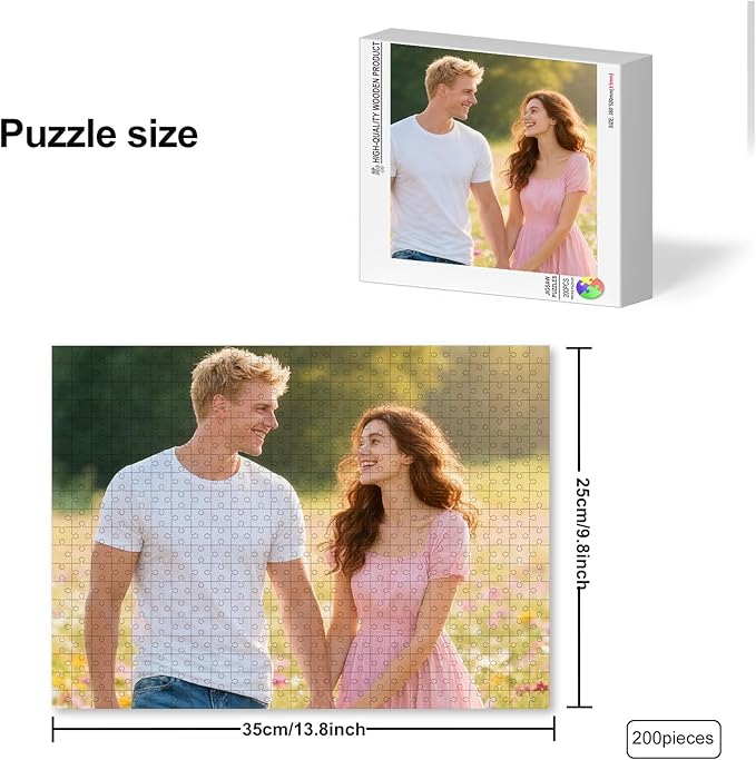 Custom Puzzle from Photos,200 PCS Personalized Jigsaw Puzzle for Adult Kids, Make Your Own Photo Puzzle from Picture, Birthday Gift for Women Men GF BF Anniversary Wedding Chrismas(200 PCS-Horizontal)