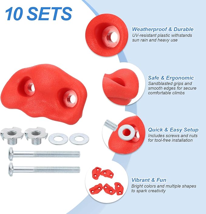 PATIKIL Climbing Rock Wall Grips Play Set Climber Attachments with Double Hole