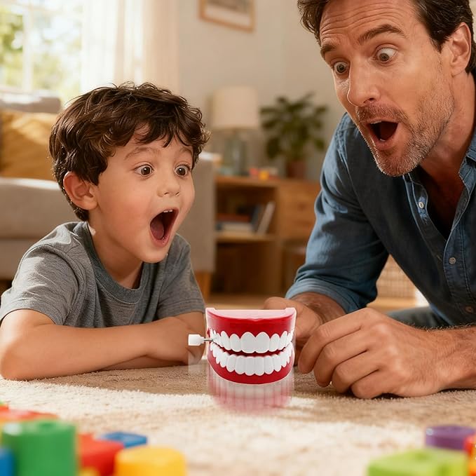 Teeth Wind Up Toy, Funny Chattering Teeth Gag Toy for Kids and Adults, Novelty Party Favor for April Fools' Day Halloween Children's Day