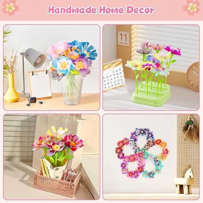 M SANMERSEN DIY Arts and Crafts Kits for Kids Ages 4-8-12 Flower Bouquet Toys Craft Kit for 4 5 6 7 8 Year Old Girls Ideas Birthday Gift,Classroom Educational Activity Toy for Toddler Kids Girls