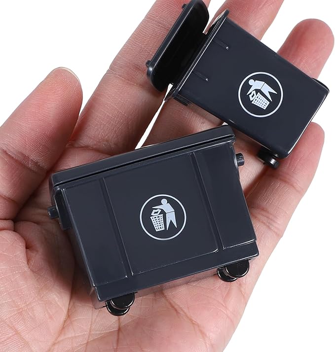 LOGOFUN 2pcs Doll House Miniature Trash Can Mini Garbage Can Model Tiny Trash Bin Scene Prop for Dollhouse Furniture Accessories - Black 5.60x4.10x3.00cm/2.20x1.6x1.1in 2.80x4.10x3.00cm/1.1x1.1x1.6in